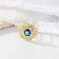 Retro Ethnic Style Sun Blue Devil Eye Geometric Alloy Open Ring main image 3