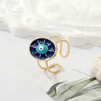 Retro Ethnic Style Sun Blue Devil Eye Geometric Alloy Open Ring main image 4
