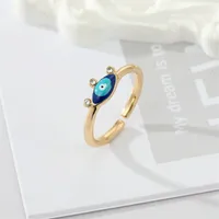 Retro Ethnic Style Sun Blue Devil Eye Geometric Alloy Open Ring main image 5