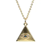 Devil's Eye Blue Eye Pendant Copper Inlaid Zircon Gold-plated Necklace main image 2