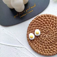 Fashion Creative Cute Resin Cheese Omelette Resin Stud Earrings sku image 1