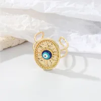 Retro Ethnic Style Sun Blue Devil Eye Geometric Alloy Open Ring sku image 4