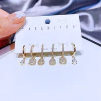 Yakemiyou Luxurious Water Droplets Gold Plated Zircon Earrings main image 2