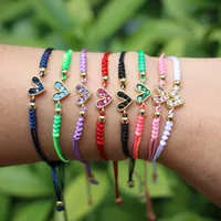 Fashion Jewelry Adjustable Micro-set Colored Zircon Heart Copper Bracelet main image 1