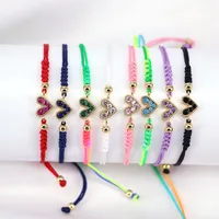 Fashion Jewelry Adjustable Micro-set Colored Zircon Heart Copper Bracelet main image 2