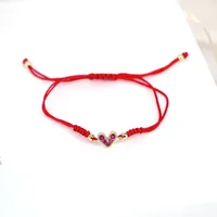 Fashion Jewelry Adjustable Micro-set Colored Zircon Heart Copper Bracelet main image 4
