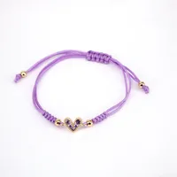 Fashion Jewelry Adjustable Micro-set Colored Zircon Heart Copper Bracelet main image 5