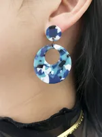 New Round Acrylic Fashion Multicolor Round Alloy Earrings Jewelry Women main image 3
