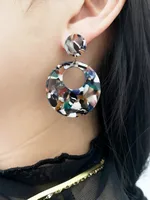 New Round Acrylic Fashion Multicolor Round Alloy Earrings Jewelry Women main image 2