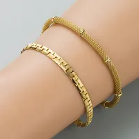Fashion Geometric 304 Stainless Steel 18K Gold Plated No Inlaid Bracelets In Bulk main image 1