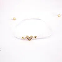 Fashion Jewelry Adjustable Micro-set Colored Zircon Heart Copper Bracelet sku image 1