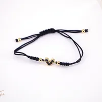 Fashion Jewelry Adjustable Micro-set Colored Zircon Heart Copper Bracelet sku image 4
