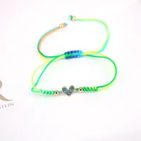 Fashion Jewelry Adjustable Micro-set Colored Zircon Heart Copper Bracelet sku image 6