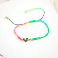 Fashion Jewelry Adjustable Micro-set Colored Zircon Heart Copper Bracelet sku image 2