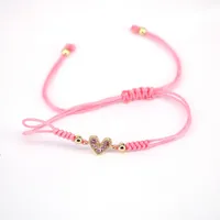 Fashion Jewelry Adjustable Micro-set Colored Zircon Heart Copper Bracelet sku image 8
