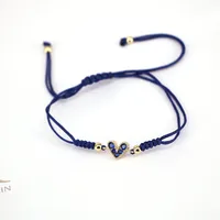 Fashion Jewelry Adjustable Micro-set Colored Zircon Heart Copper Bracelet sku image 3