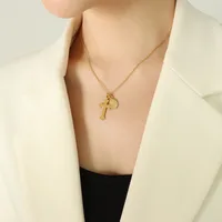 Wholesale Jewelry Fashion Geometric 304 Stainless Steel 18K Gold Plated Pendant Necklace sku image 1
