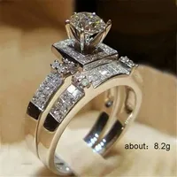 Fashion Three-dimensional Simulation Diamond Hearts And Arrows Alloy Engagement Ring main image 2
