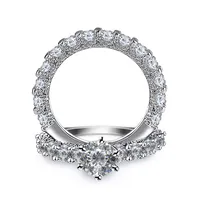 Fashion Full Diamond Copper Ladies Engagement Wedding Ring main image 2