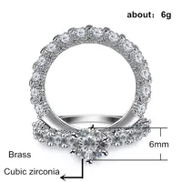 Fashion Full Diamond Copper Ladies Engagement Wedding Ring main image 3