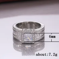 Fashion New Flash Diamond Square Women's Engagement Copper Ring Wholesale main image 5