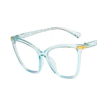 Cat's Eye New Anti-blue Light Retro Large Frame Plain Mirror Fashion Glasses sku image 1