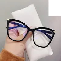 Cat's Eye New Anti-blue Light Retro Large Frame Plain Mirror Fashion Glasses main image 1