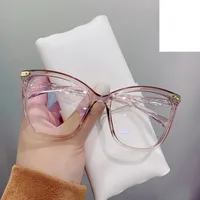 Cat's Eye New Anti-blue Light Retro Large Frame Plain Mirror Fashion Glasses main image 2