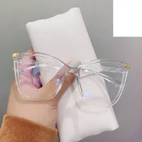 Cat's Eye New Anti-blue Light Retro Large Frame Plain Mirror Fashion Glasses main image 3