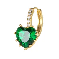 Korean Heart Color Zircon 18k Gold Color-preserving Electroplating Copper Earrings main image 1