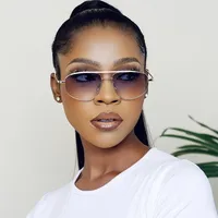 Simple Fine Leg Double Beam Toad Shaped Oval Trend Sunglasses Wholesale main image 1