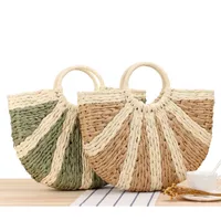 A Simple Hand-carried Straw Solid Color Casual Hand-woven Bag 41*38*8cm main image 1