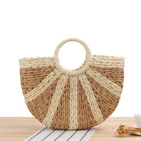 A Simple Hand-carried Straw Solid Color Casual Hand-woven Bag 41*38*8cm main image 2