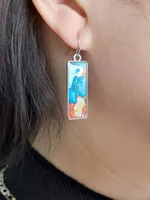 Retro Square Colorful Glass Marble Pattern Earrings main image 4
