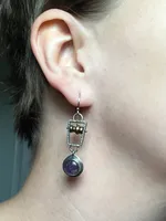 Creative Abacus Beads Natural Stone Amethyst Alloy Earrings main image 3