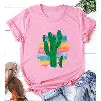 Creative Cartoon Cactus Print Casual Short Sleeve T-shirt Women main image 3