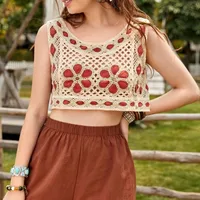 Women's New Sexy Braided Flower Vest Suspender Top sku image 1