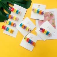 Children's Jewelry Acrylic Jelly Bear Candy Color Hair Clip main image 3