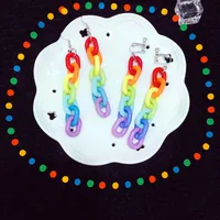 Acrylic Rainbow Contrast Color Chain Acrylic Earrings Wholesale main image 2