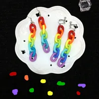 Acrylic Rainbow Contrast Color Chain Acrylic Earrings Wholesale main image 3