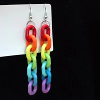 Acrylic Rainbow Contrast Color Chain Acrylic Earrings Wholesale main image 4