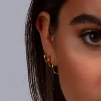 Fashion Geometric Stainless Steel No Inlaid 14K Gold Plated Earrings main image 3