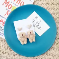 Fashion Plush Bear Earrings Cute Fur Ball Earrings Wholesale sku image 1