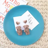 Fashion Plush Bear Earrings Cute Fur Ball Earrings Wholesale sku image 2