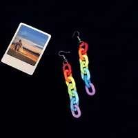 Acrylic Rainbow Contrast Color Chain Acrylic Earrings Wholesale sku image 1