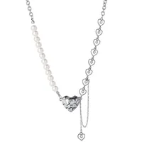 Fashion Hollow Heart-shaped Pearl Clavicle Chain Alloy Necklace sku image 1