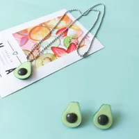 Summer Avocado Cute Simulation Fruit Hairpin Necklace Earrings main image 4