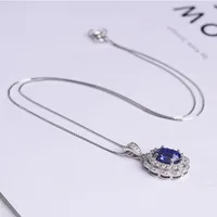 Jewelry Set Geometric Bracelet Tanzanite Petal Ring Blue Crystal Pendant Four Claw Earrings sku image 1