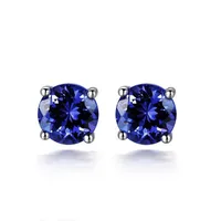 Jewelry Set Geometric Bracelet Tanzanite Petal Ring Blue Crystal Pendant Four Claw Earrings sku image 2