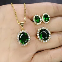 Fashion Imitation Green Tourmaline Jewelry Set Emerald Three-piece Jewelry main image 2